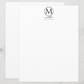 Chic White Monogram Black Stationery (Voorkant / Achterkant)