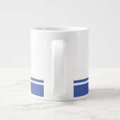 Chic White Nautical Blue Bottom Rim Racing Stripes Grote Koffiekop (Achterkant)