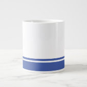 Chic White Nautical Blue Bottom Rim Racing Stripes Grote Koffiekop (Voorkant)