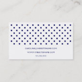 Chic White Navy Blue Polka Dot Spot Stippen Patroo Visitekaartje (Achterkant)