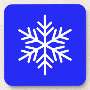 Chic White Nordic Snowflake op Bright Royal Blue Bier Onderzetter