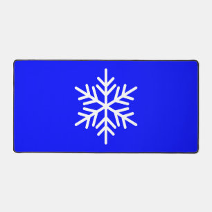 Chic White Nordic Snowflake op Royal Alpine Blue Bureaumat