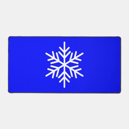 Chic White Nordic Snowflake op Royal Alpine Blue Bureaumat (Voorkant)
