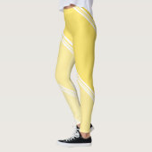 Chic White onder Bleke Yellow Banded Print Leggings (Links)