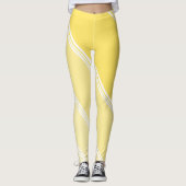 Chic White onder Bleke Yellow Banded Print Leggings (Voorkant)
