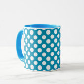 Chic White op Blue Jumbo Polka Dots Ringer Mok (Voorkant links)
