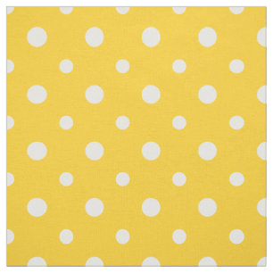 Chic White op gele poka Dots Daisy chain Fabric Stof