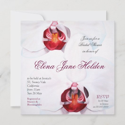 Chic white orchids vrijgezellenfeest nodigt uit kaart (Achterkant)