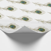 Chic White Peacock Feather Cadeaupapier (Hoek)