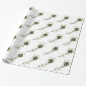 Chic White Peacock Feather Cadeaupapier (Uitgerold)