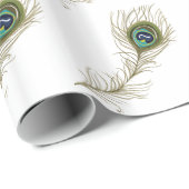 Chic White Peacock Feather Cadeaupapier (Rol Hoek)