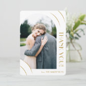 Chic White Photo Wedding Bedankkaart (Staand voorkant)