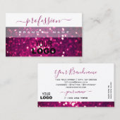 Chic White Pink Paars Mousserend Glitter met Logo Visitekaartje (Voorkant / Achterkant)