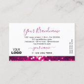 Chic White Pink Paars Mousserend Glitter met Logo Visitekaartje (Achterkant)