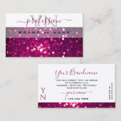Chic White Pink Paars Mousserend Glitter Monogram Visitekaartje (Voorkant / Achterkant)