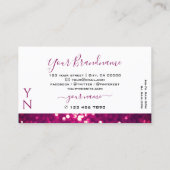 Chic White Pink Paars Mousserend Glitter Monogram Visitekaartje (Achterkant)