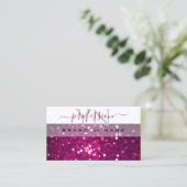 Chic White Pink Paars Mousserend Glitter Monogram Visitekaartje (Staand voorkant)