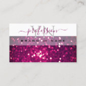 Chic White Pink Paars Mousserend Glitter Monogram Visitekaartje (Voorkant)