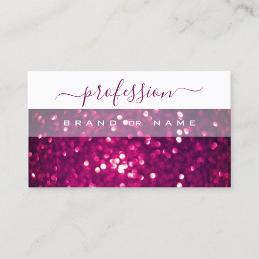 Chic White Pink Paars Mousserend Glitter Shimmery Visitekaartje (Voorkant)