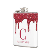 Chic White Red Sparkle Glitter Drips Monogram Heupfles (Links)