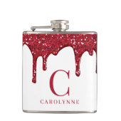 Chic White Red Sparkle Glitter Drips Monogram Heupfles (Voorkant)