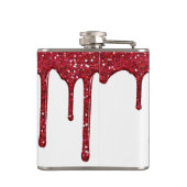 Chic White Red Sparkle Glitter Drips Monogram Heupfles (Achterkant)