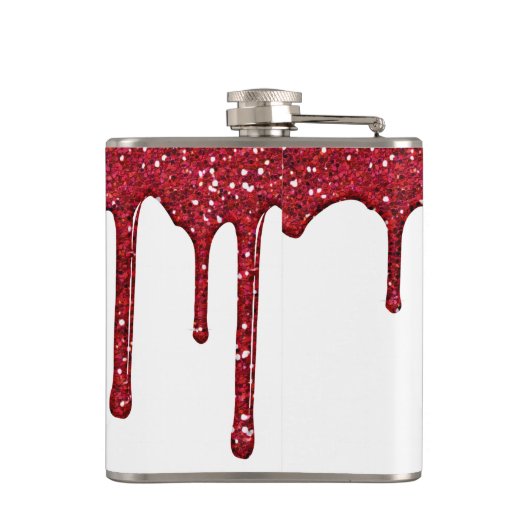 Chic White Red Sparkle Glitter Drips Monogram Heupfles (Achterkant)