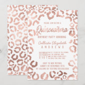 Chic White Rose Gold Cheetah Leopard Quinceañera Kaart (Voorkant / Achterkant)