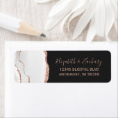 Chic White Rose Gold Dark Wedding Retouradres Etiket (Insitu)