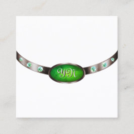 Chic White Rose Gold Green Marble Jewels Monogram Vierkante Visitekaartje