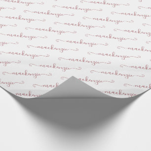 Chic White Rose Gold Handgeschreven scriptnaam Cadeaupapier