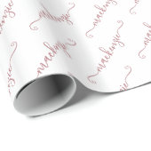 Chic White Rose Gold Handgeschreven scriptnaam Cadeaupapier (Rol Hoek)