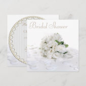 Chic White Roses Bouquet & Petals Vrijgezellenfees Kaart (Voorkant / Achterkant)