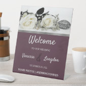 Chic White Rose's bruiloft Reclamebord Met Voetstuk (Insitu)