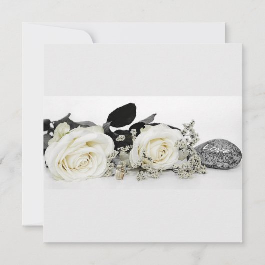 Chic White Rose's Wedding Invitation Kaart (Achterkant)