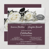 Chic White Rose's Wedding Invitation Kaart (Voorkant / Achterkant)