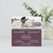 Chic White Rose's Wedding Invitation Kaart (Staand voorkant)