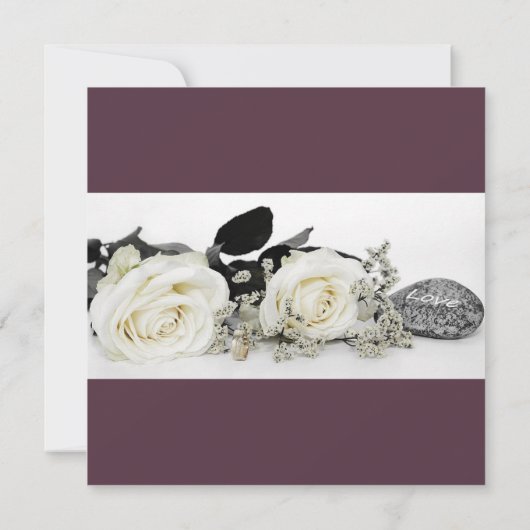 Chic White Rose's Wedding Invitation Kaart (Achterkant)