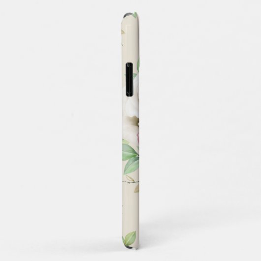 Chic White roze Roses Green Leaves Floral Case-Mate iPhone Case (Achterkant/rechts)