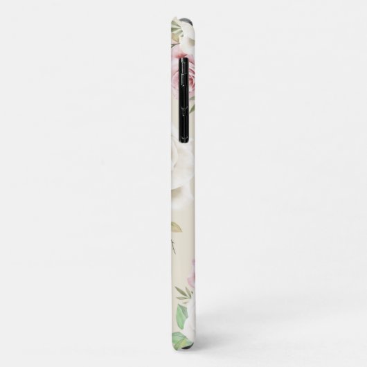 Chic White roze Roses Green Leaves Floral Case-Mate iPhone Case (Achterkant/links)