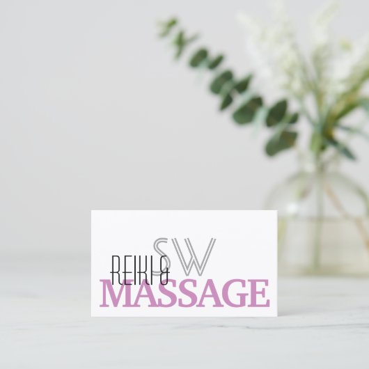 Chic White Roze, stijlvol, eenvoudig monogram en f Visitekaartje (Staand voorkant)