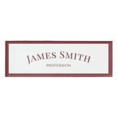 Chic White & Ruby Red Border: trendy professioneel Naambadge (Voorkant)