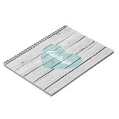 Chic White Rustic Faux Wood Heart Notitieboek (Linkerzijde)