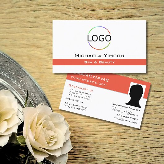 Chic White Salmon met Logo en Photo Professional Visitekaartje