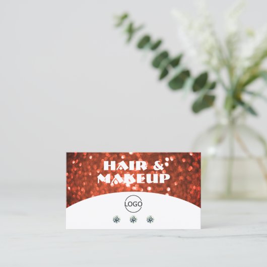 Chic White Salmon Oranje Sparkle Glitter met Logo Visitekaartje (Staand voorkant)