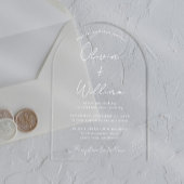 Chic White Script Arch Wedding Acryl Uitnodigingen