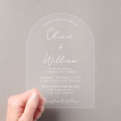 Chic White Script Arch Wedding Acryl Uitnodigingen (Insitu (Draagbaar))
