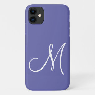 Chic White Script Initiaal Periwinkle Case-Mate iPhone Case