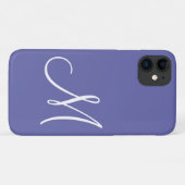 Chic White Script Initiaal Periwinkle Case-Mate iPhone Case (Achterkant (horizontaal))