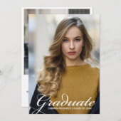 Chic White Script Overlay Afstuderen Foto Aankondiging (Voorkant / Achterkant)